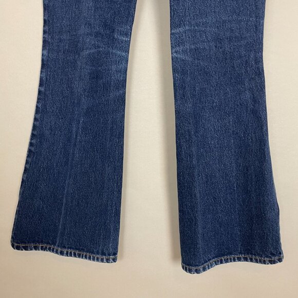Vintage Extreme Flare Jeans 90s Express Bleus Size 3/4 Medium Wash Blue Denim - Picture 12 of 13